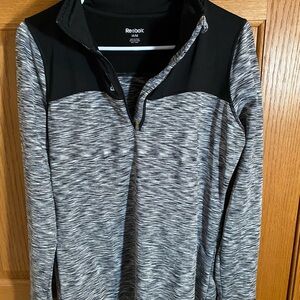 Reebok Women's Black and Gray Quarter-Zip Sweatshirt